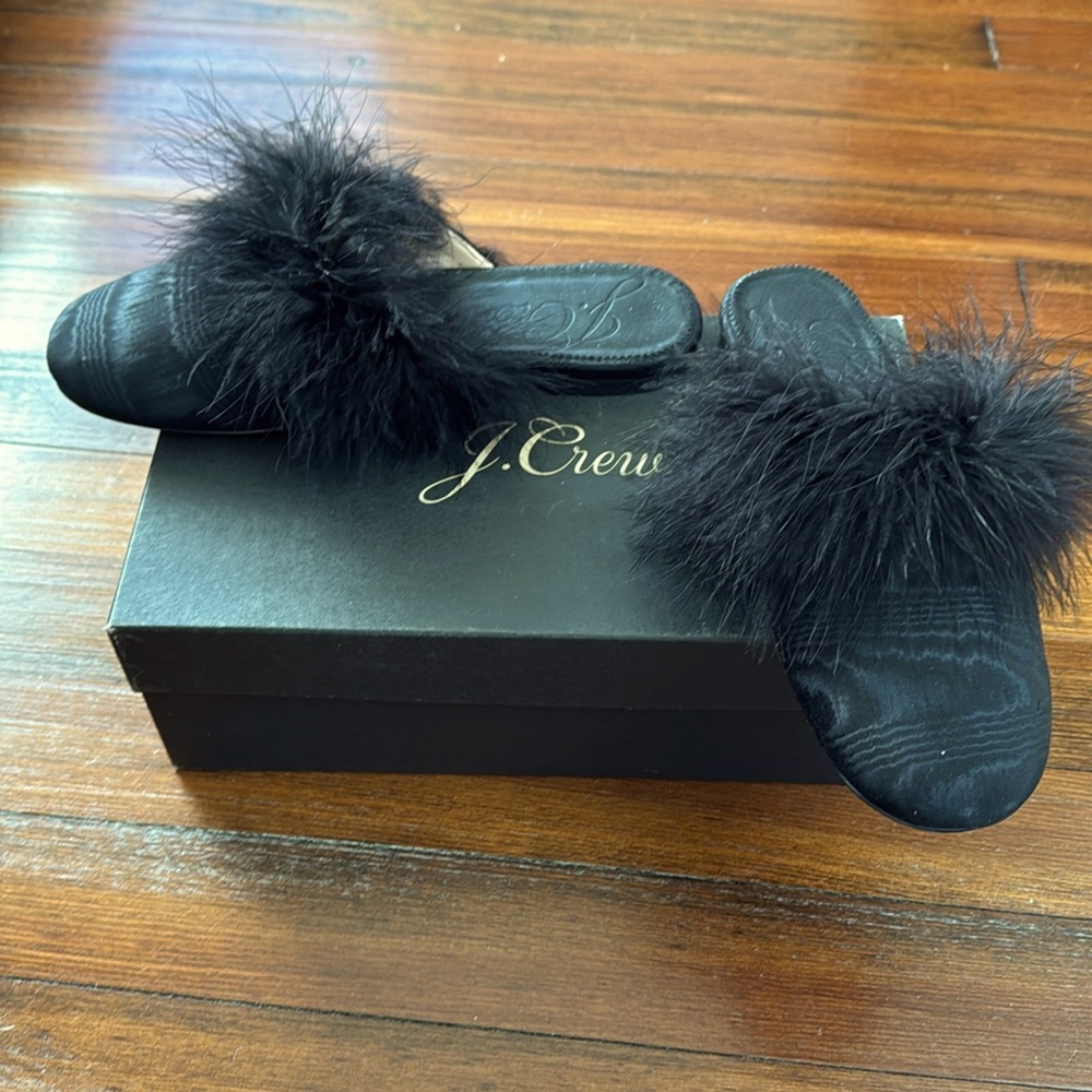 J.Crew black feather mule